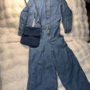 Levi's Blue Denim Jumpsuit with Crossbody Bag